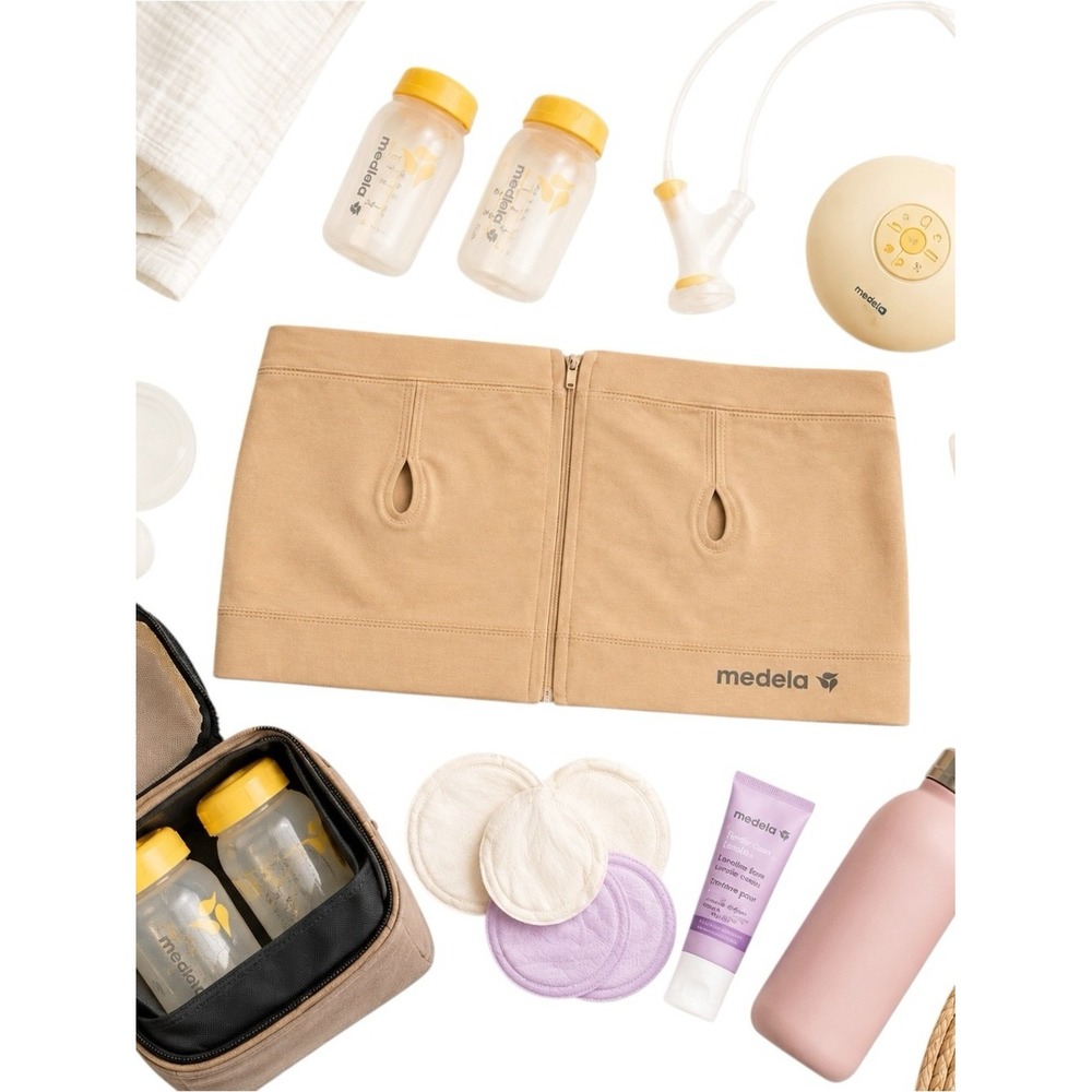 Medela Easy Expression Hands Free Pumping Bustier Nude Medium Nursing Bra M EUC